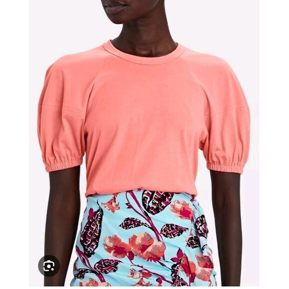 A.L.C. Lou Lantern Puff Short Sleeve T-Shirt Pink Size S Preppy Cotton Easter - Picture 1 of 8